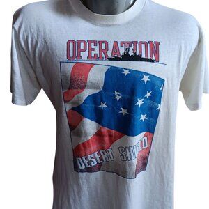 Vintage Men's T-shirt Large Single Stitch 1990 Operation Desert Shield Relic USA